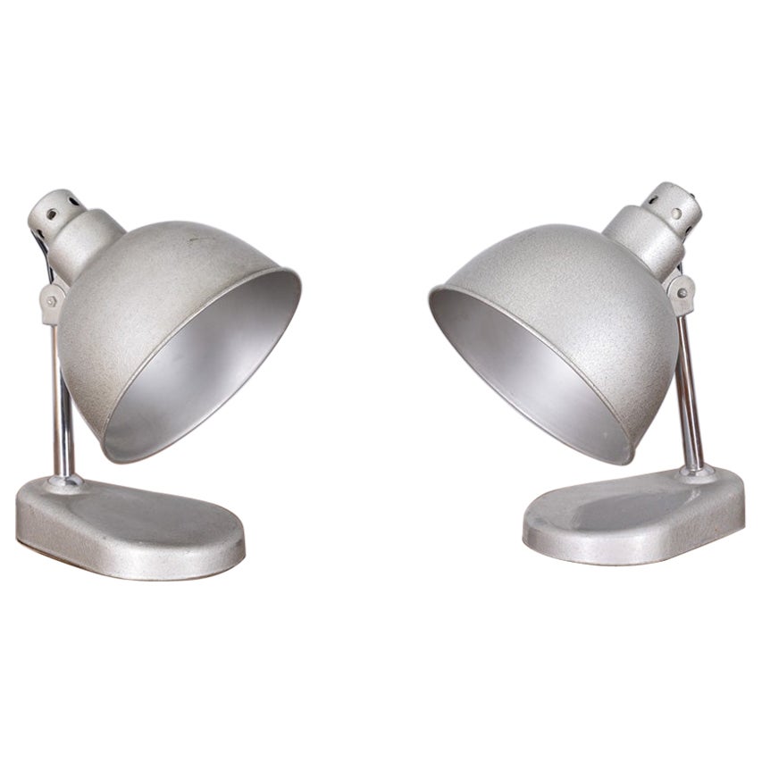 Coppia di lampade da tavolo vintage in metallo anni '60 design Seminara