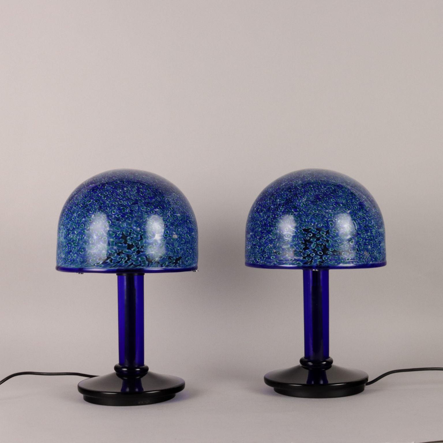 Murano Glass Pair of Table Lamps, Vistosi, 1980s For Sale