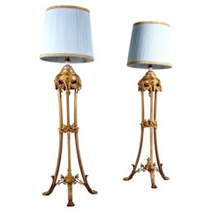 Pair of Tripod Floor Lamps, Italy 20th Century