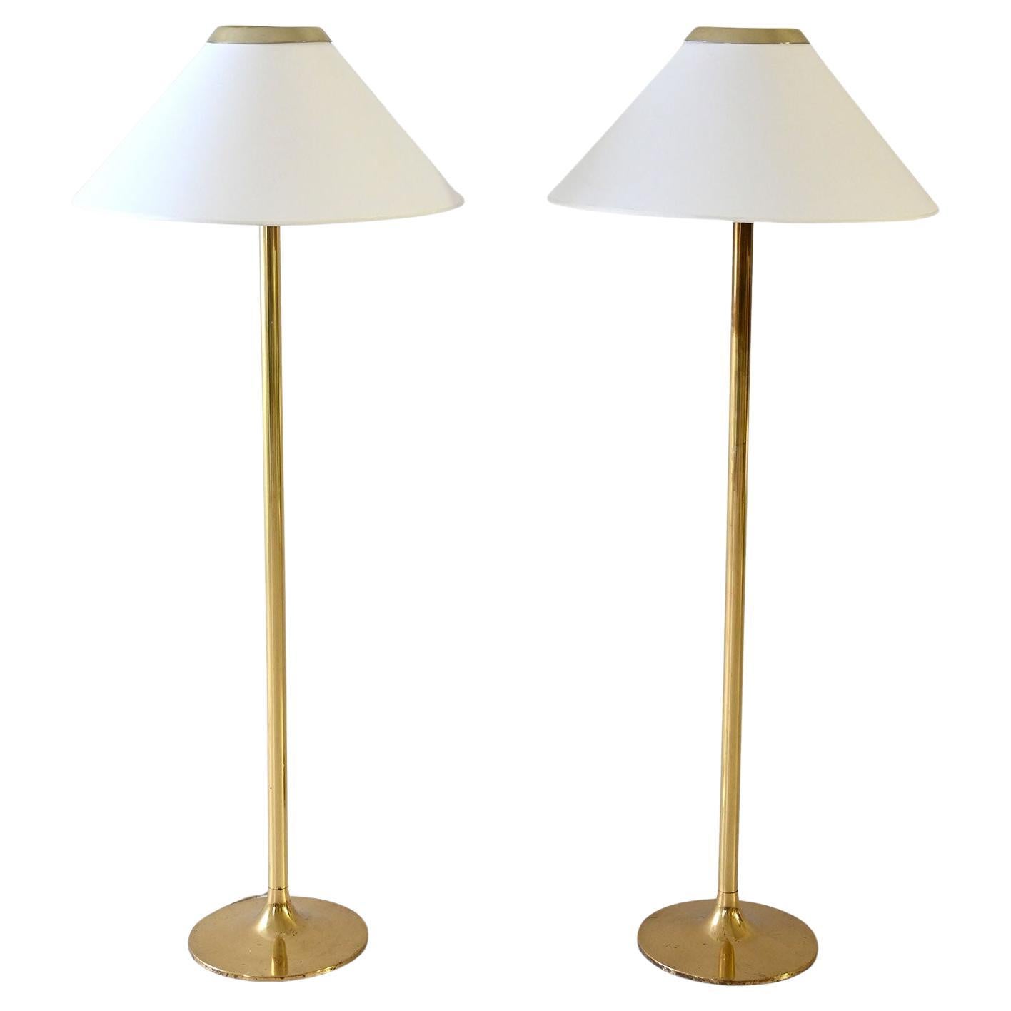 Pair of Scandinavian brass floor lamps
