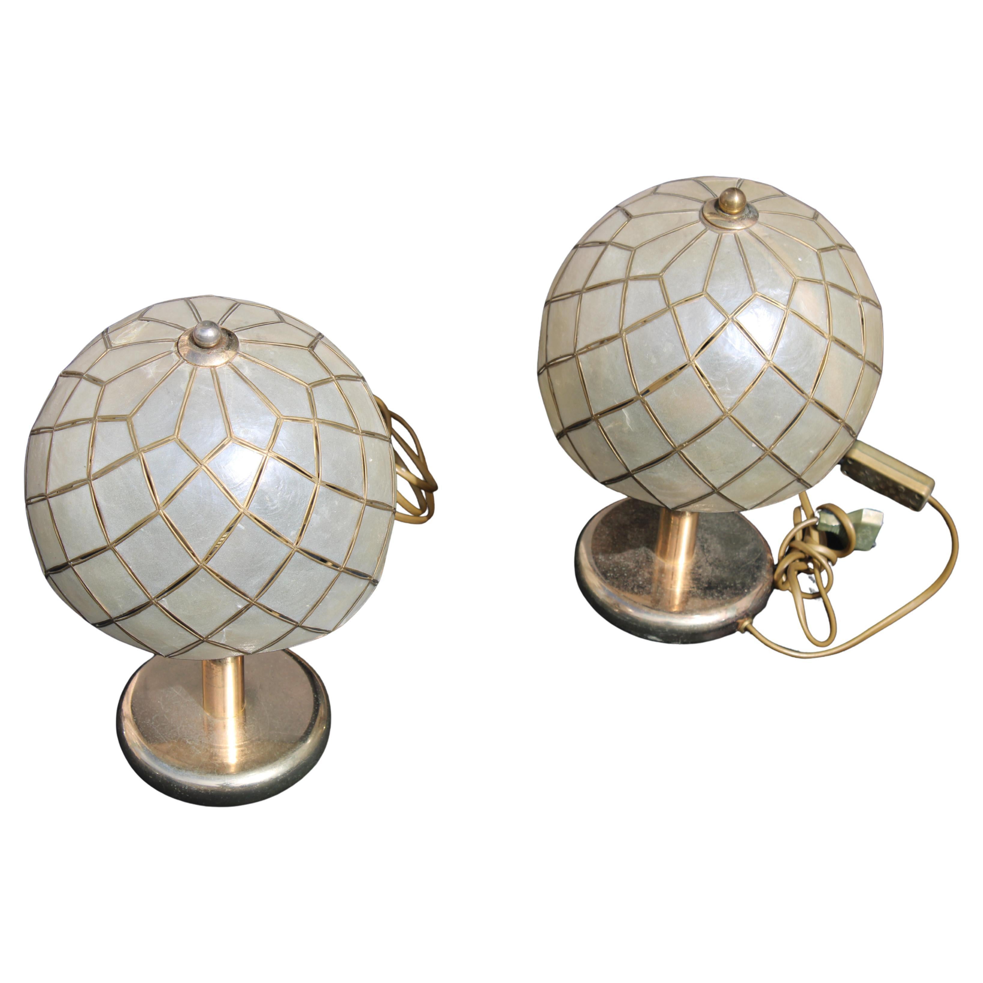 Pair of Decorative Brass Table Lamps Italy 1970s