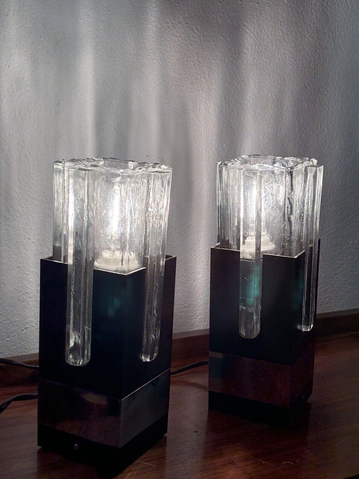 Coppia Di Lampade Gaetano Sciolari Per Stilkronen In Metallo E Vetro Design 1970 In condizioni buone in vendita a Taranto, IT
