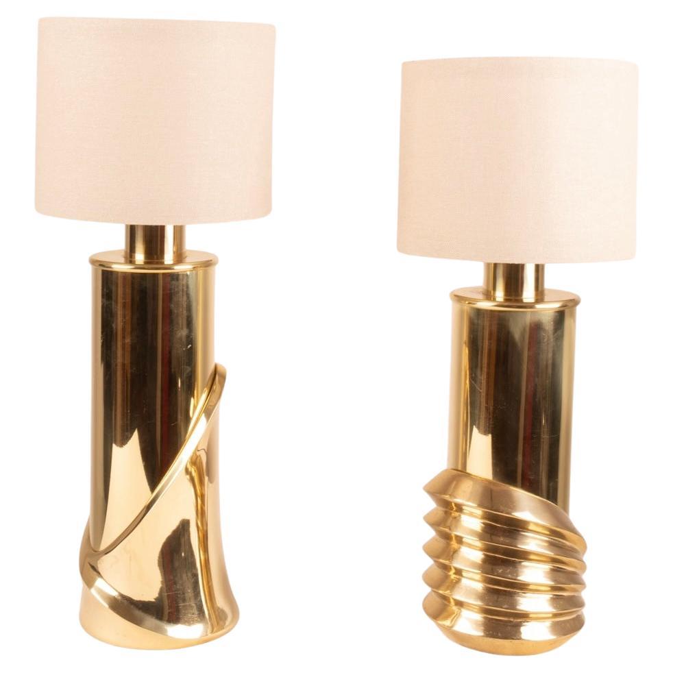 Pair of Brass Lamps by Luciano Frigerio for Frigerio of Desio For Sale