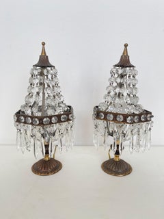 Pair of Classic Style Lamps with Crystals - Elegance and Refinement