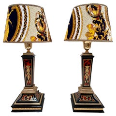 Coppia di lampade italiane da tavolo in stile neoclassico versailles, XX secolo