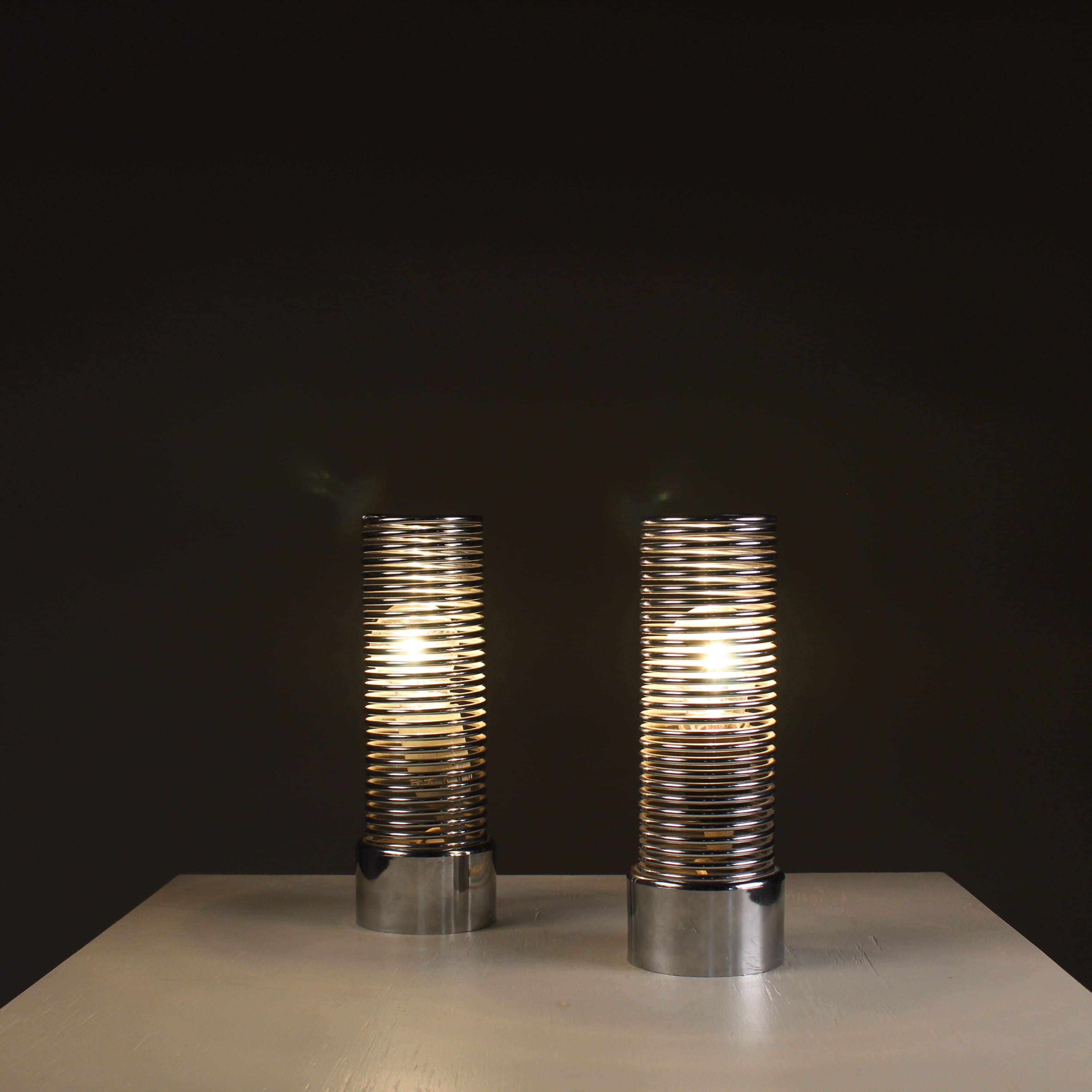 Ère spatiale Paire de lampes à ressort, Heinz Brenker, 1970 en vente