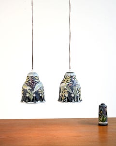Paar 'Tilgmans'-Lampen aus emailliertem Steingut, 1960er Jahre
