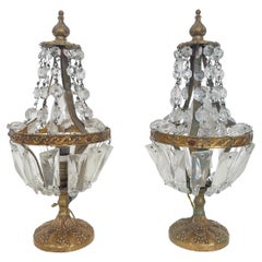 Paire de lampes vintage avec cristaux - Golden Elegance