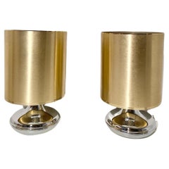 Pair of vintage lamps with brass shade, Italy 1970s
