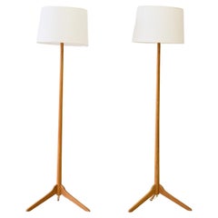 Coppia di lampade vintage in rovere attib. a Carl Malmsten