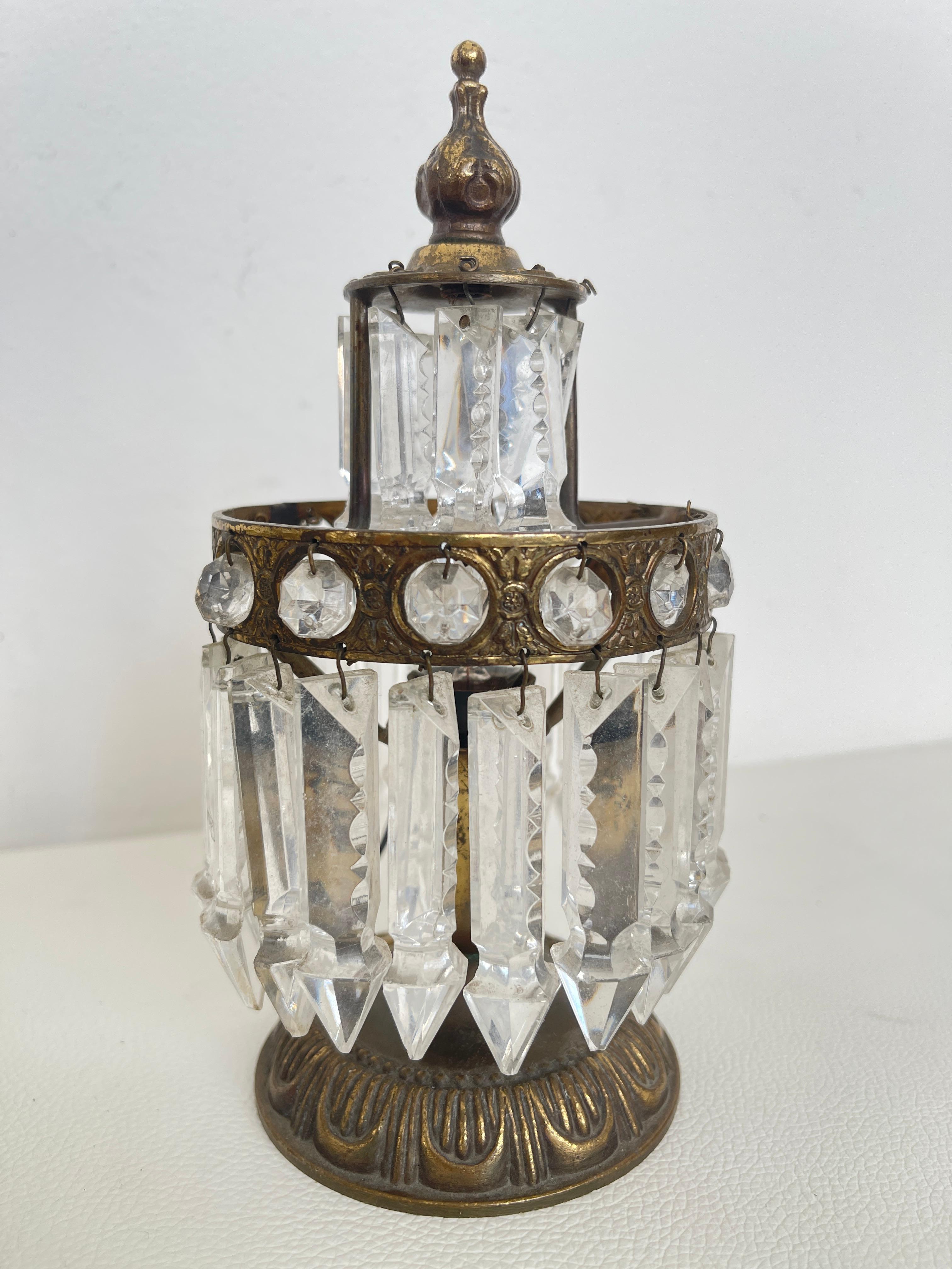 Fait main Paire de lampes vintage de style Empire avec cristaux, Italie, années 1970 en vente