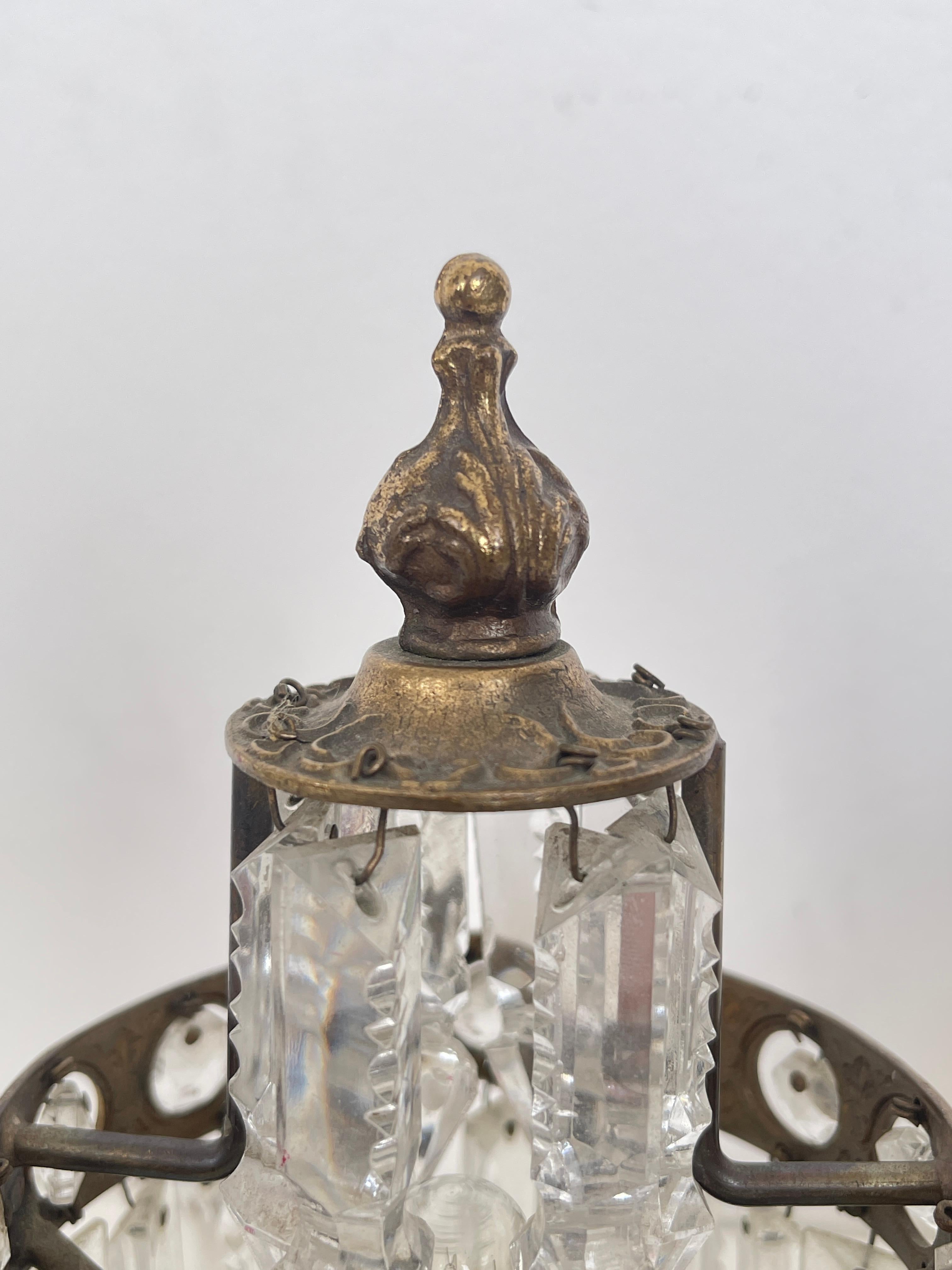 20th Century Paire de lampes vintage de style Empire avec cristaux, Italie, années 1970 en vente
