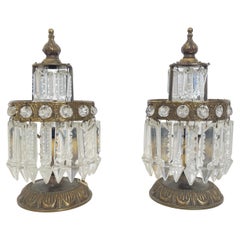 Paire de lampes vintage de style Empire avec cristaux, Italie, années 1970