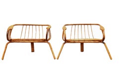 Pair of Wide Bamboo and Rattan Armchairs, Italy 1960s