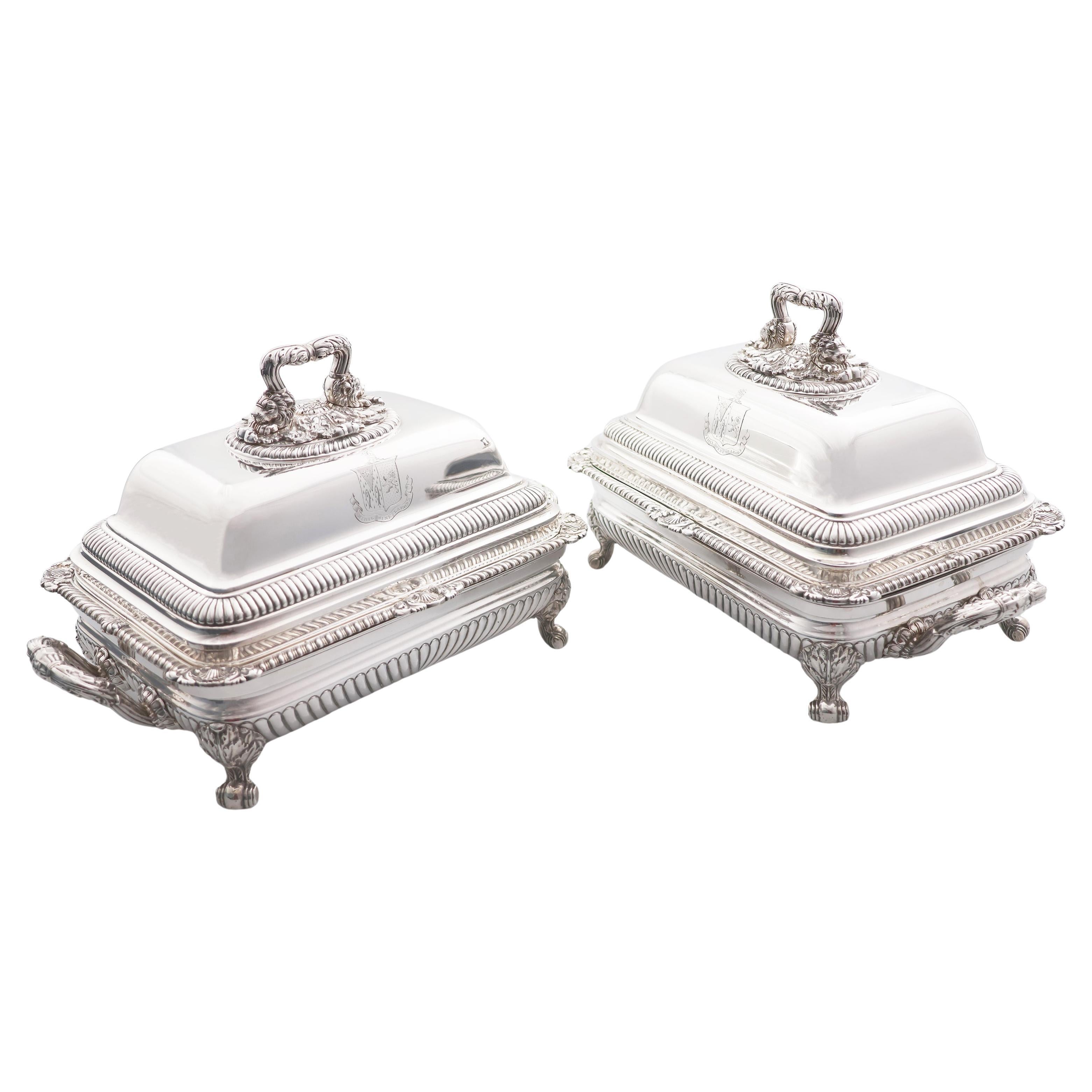Pair of silver legume dishes and lids George III, Paul Storr, 1817