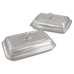 Pair of sterling silver legume dishes and lids, Paul Storr, London, 1800s