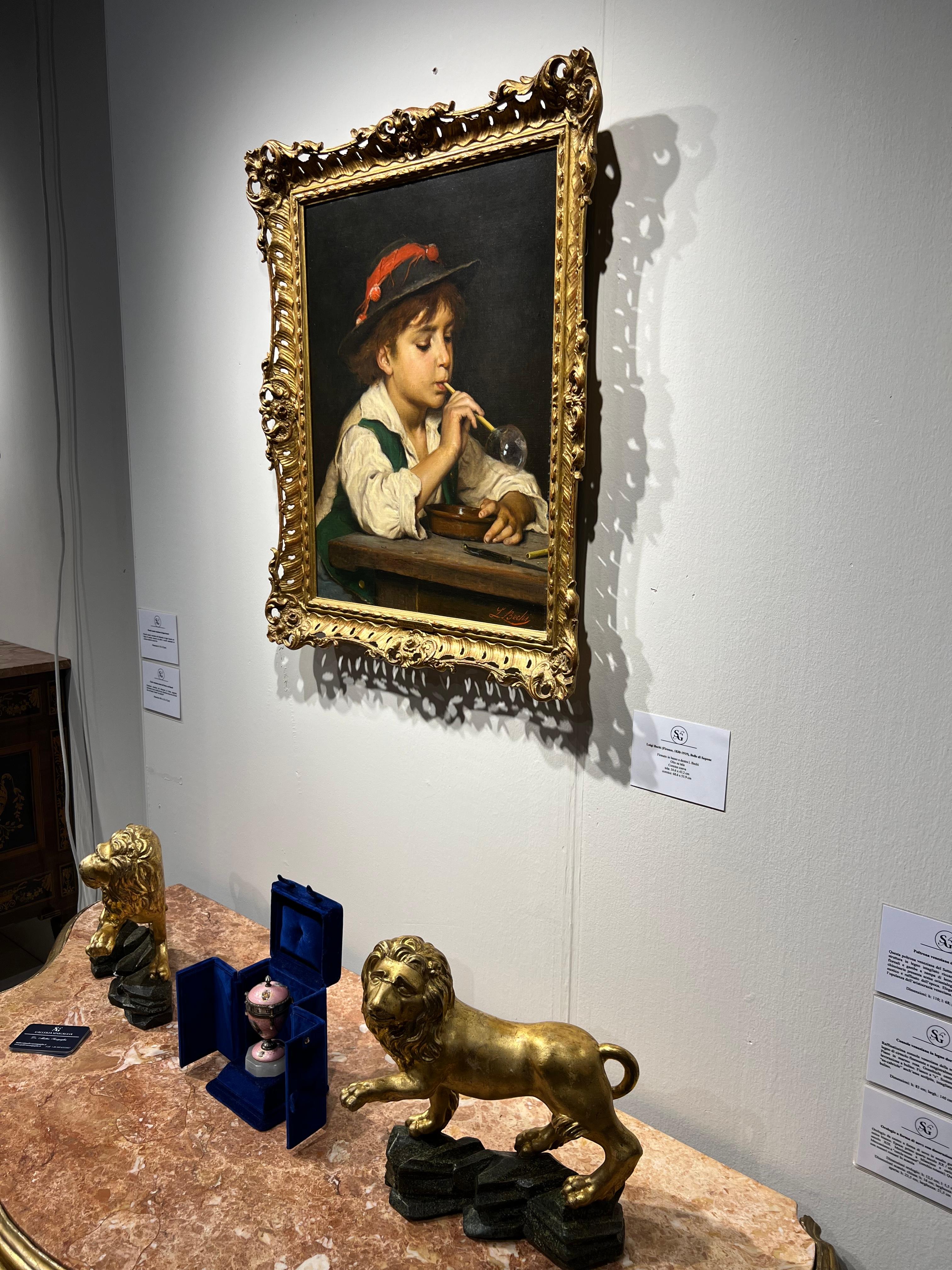 Sculpté Paire de lions en bois doré, Louis XIV en vente