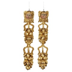 Pair of Carved and Gilded Wood Pilasters, Italy, Early 17th Century