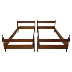 Coppia di letti singoli anni '60 in teak, produzione Fratelli Proserpio (Italy)