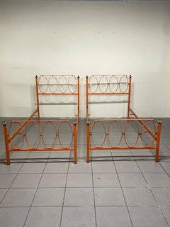 Pair of painted iron single beds, 1960s