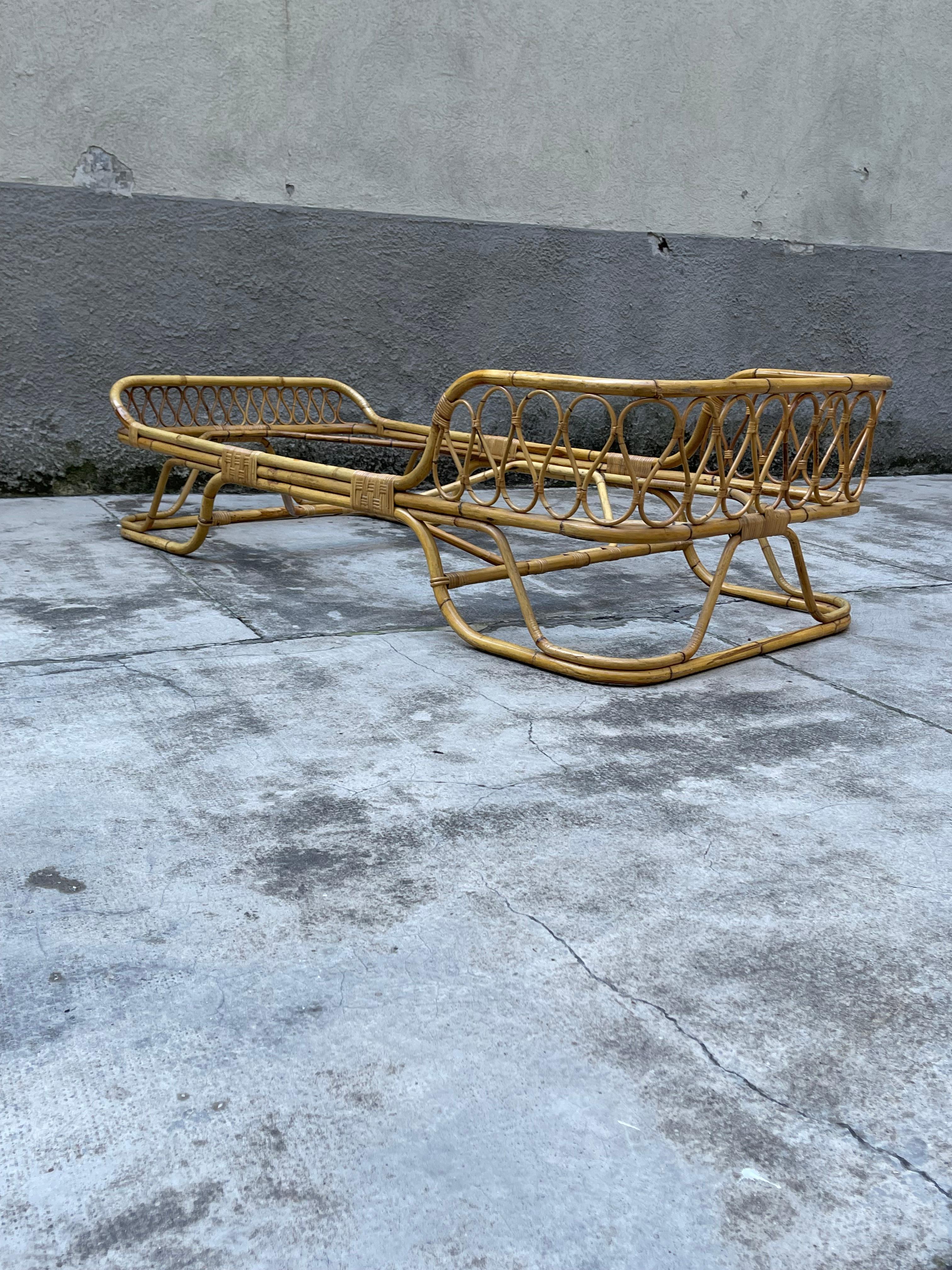 Pair of Bamboo and Rattan Cribs - Tito Agnoli for Bonacina - Italy - 60's In Good Condition For Sale In Milano, IT