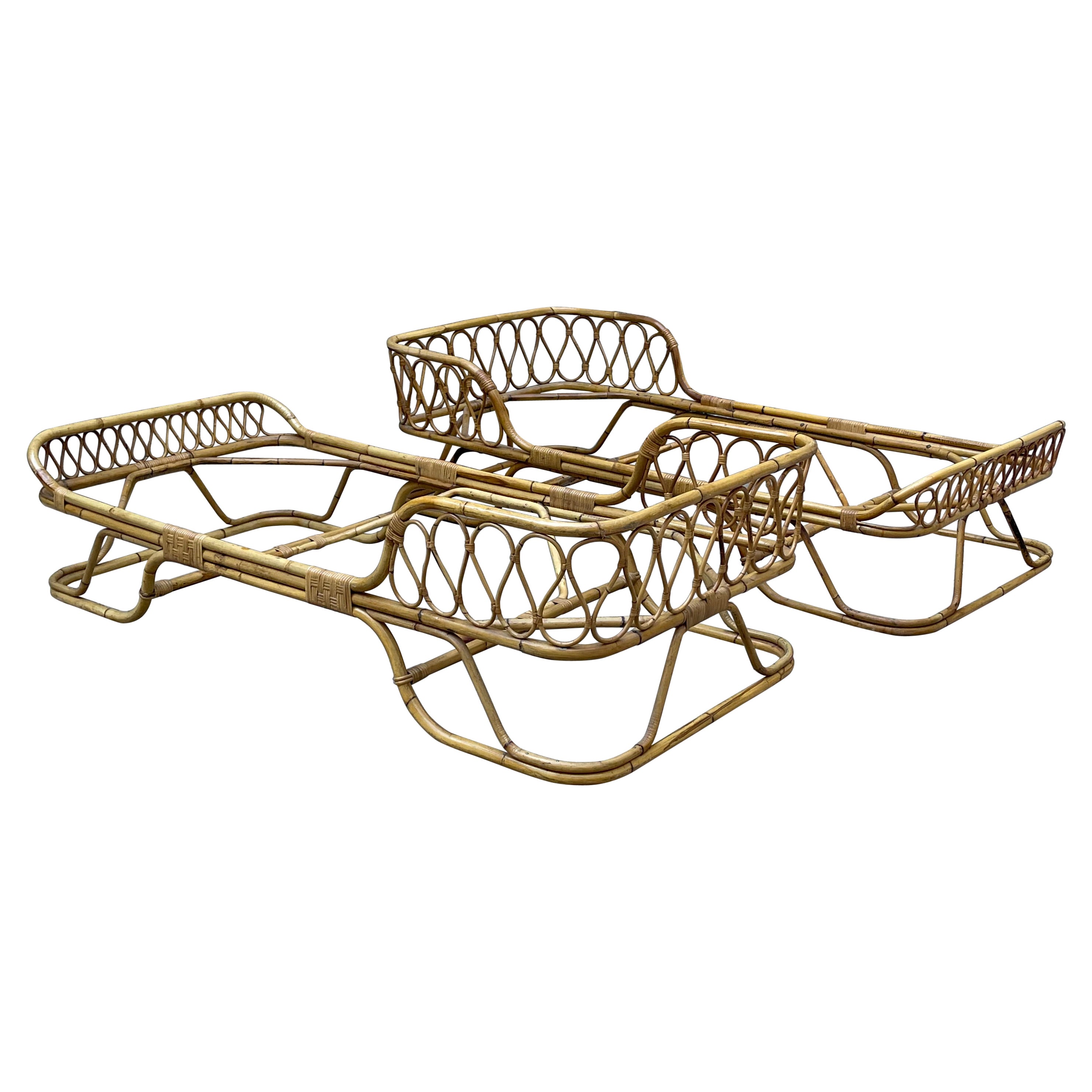 Coppia di Lettini in Bambù e Rattan - Tito Agnoli per Bonacina - Italia - 60's