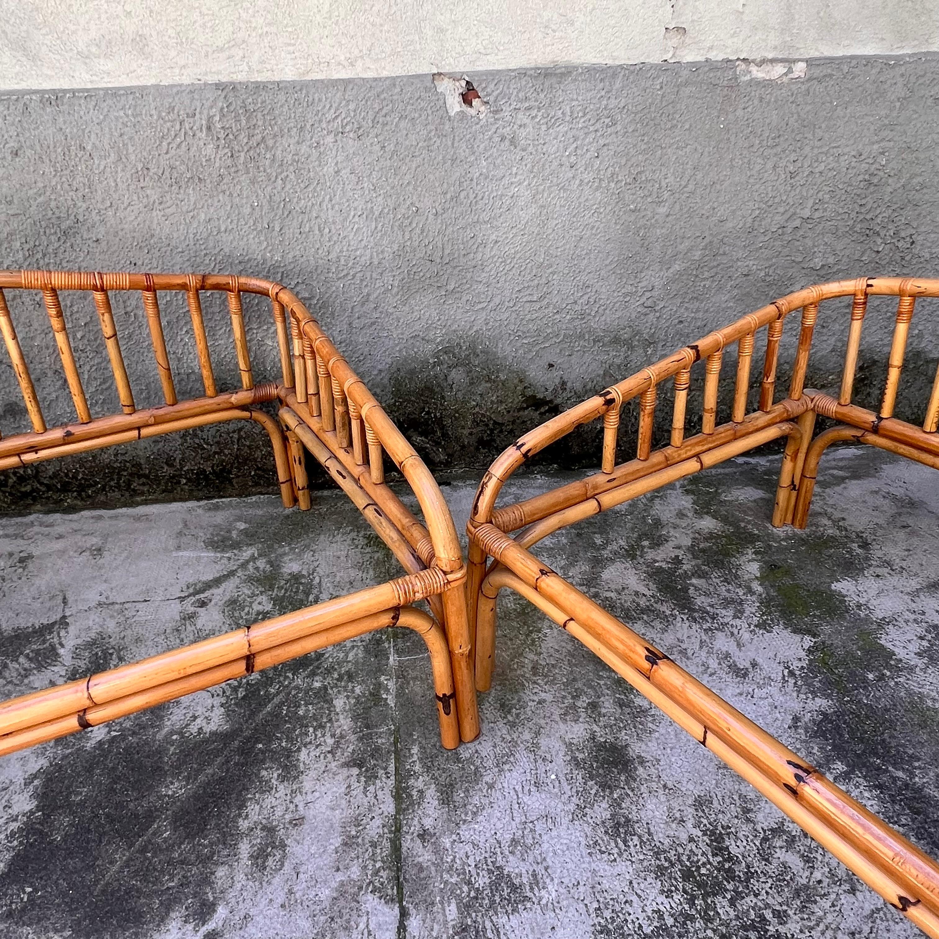 Pareja de camas con forma de bambú - Italia - Años 60 en venta 7