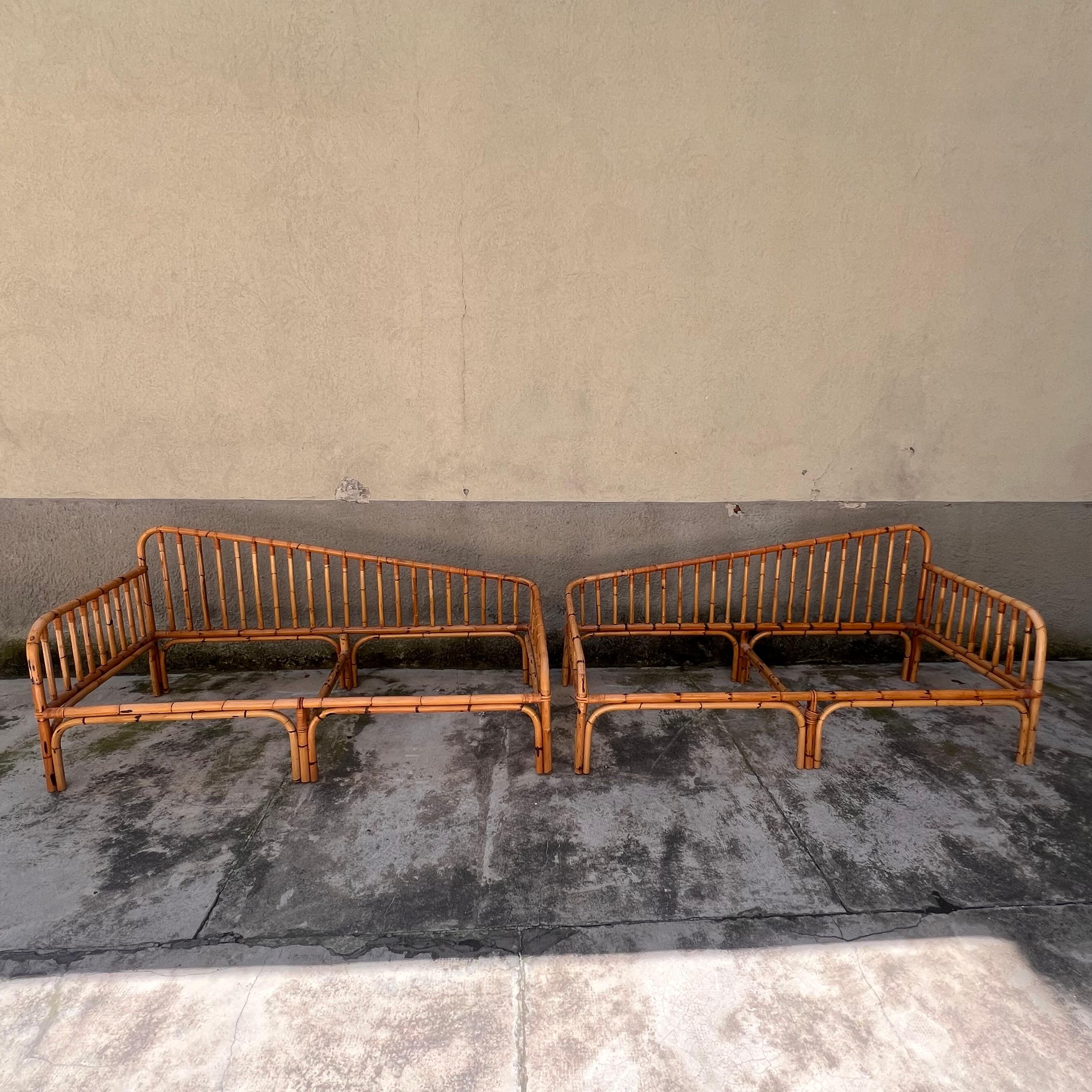 Pareja de camas con forma de bambú - Italia - Años 60 Italian en venta