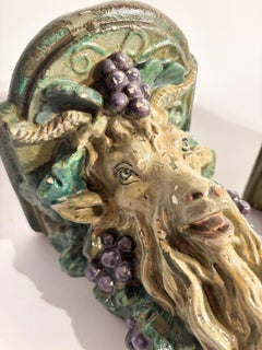 Pair of Plaster Wall Shelves with Goat or Sheepskin Early 20th Century