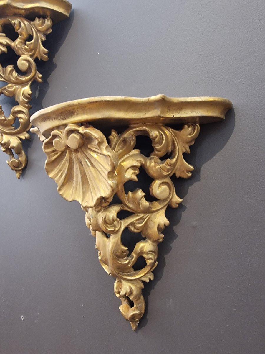 Coppia di mensole da parete intagliate e dorate – Firenze, seconda metà del XIX (19th Century) im Angebot