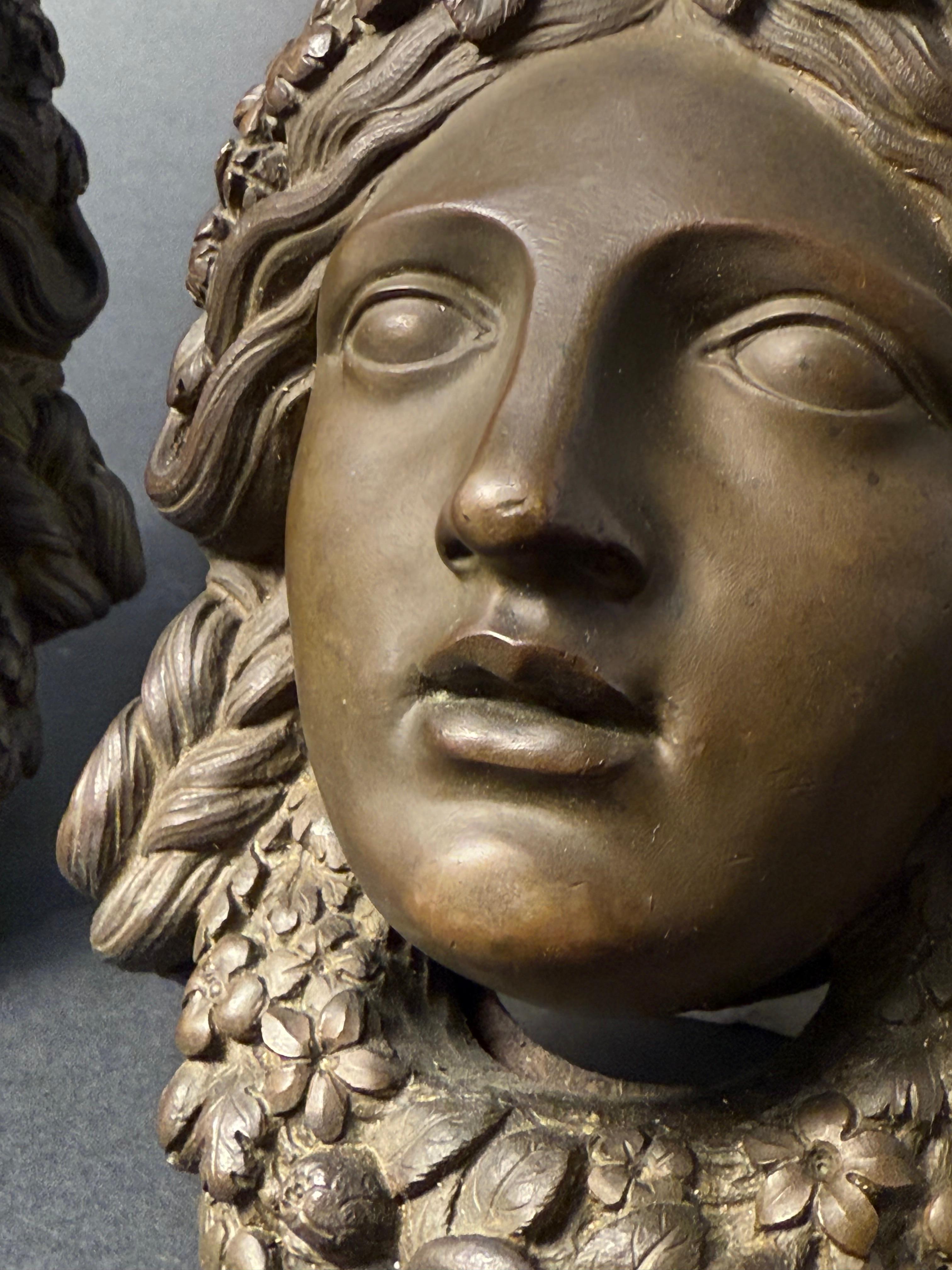 Bronzo Coppia di mensoline decorative in bronzo e marmo Verde Alpi - XIX sec. in vendita