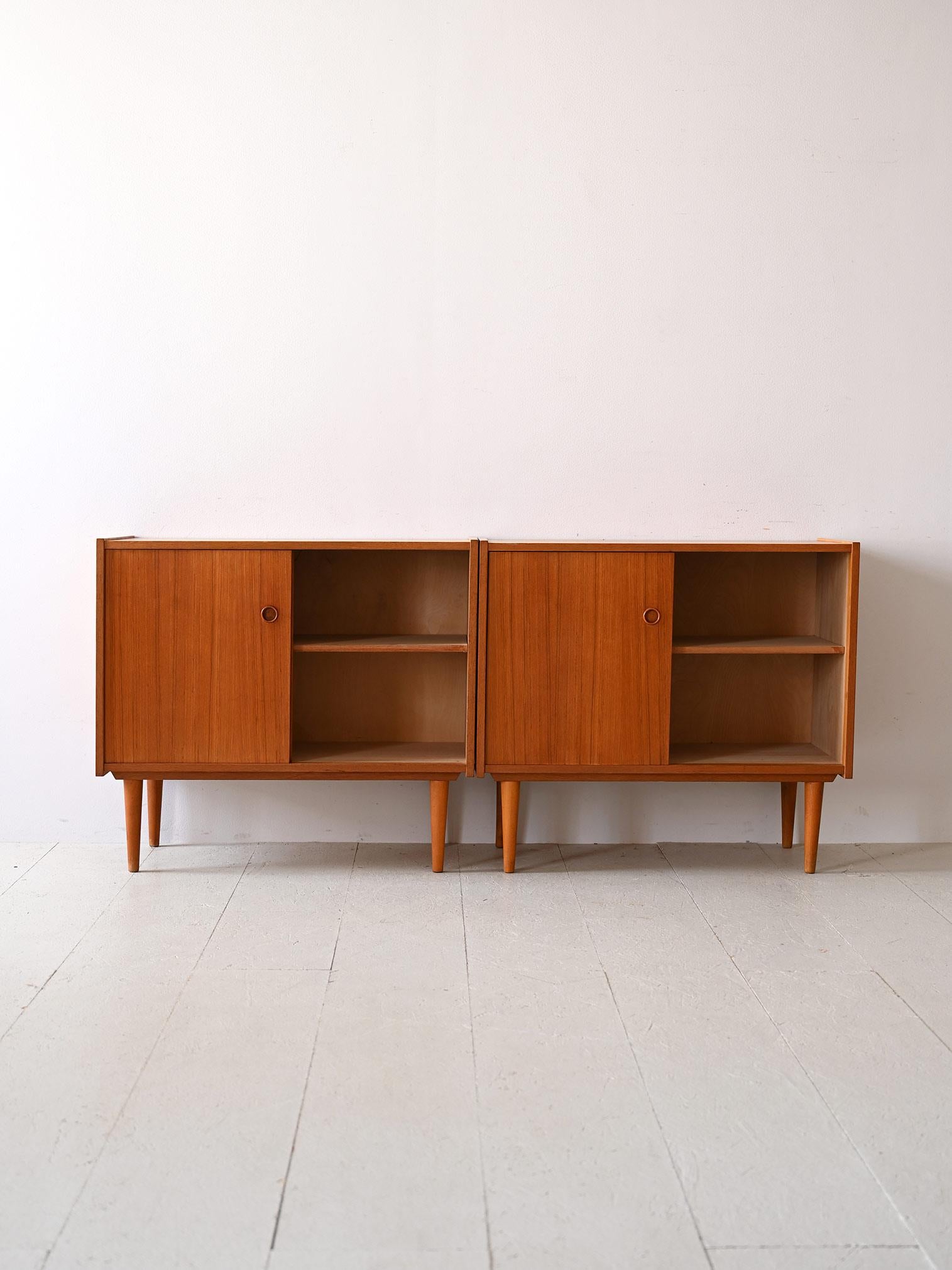 Scandinavian Modern Pair of vintage teak cabinets For Sale
