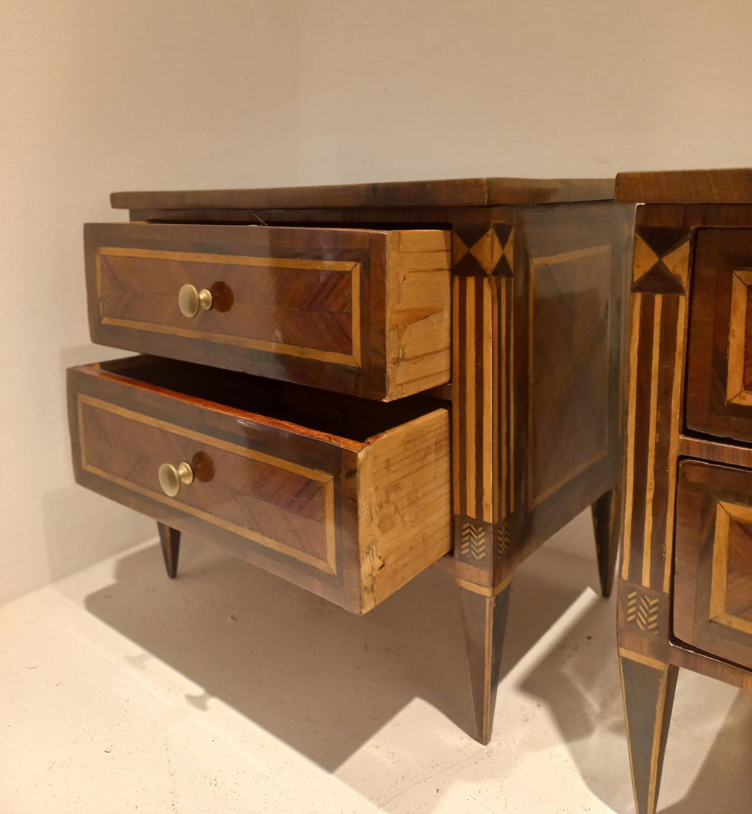 Italian Pair of Louis XVI model chests of drawers