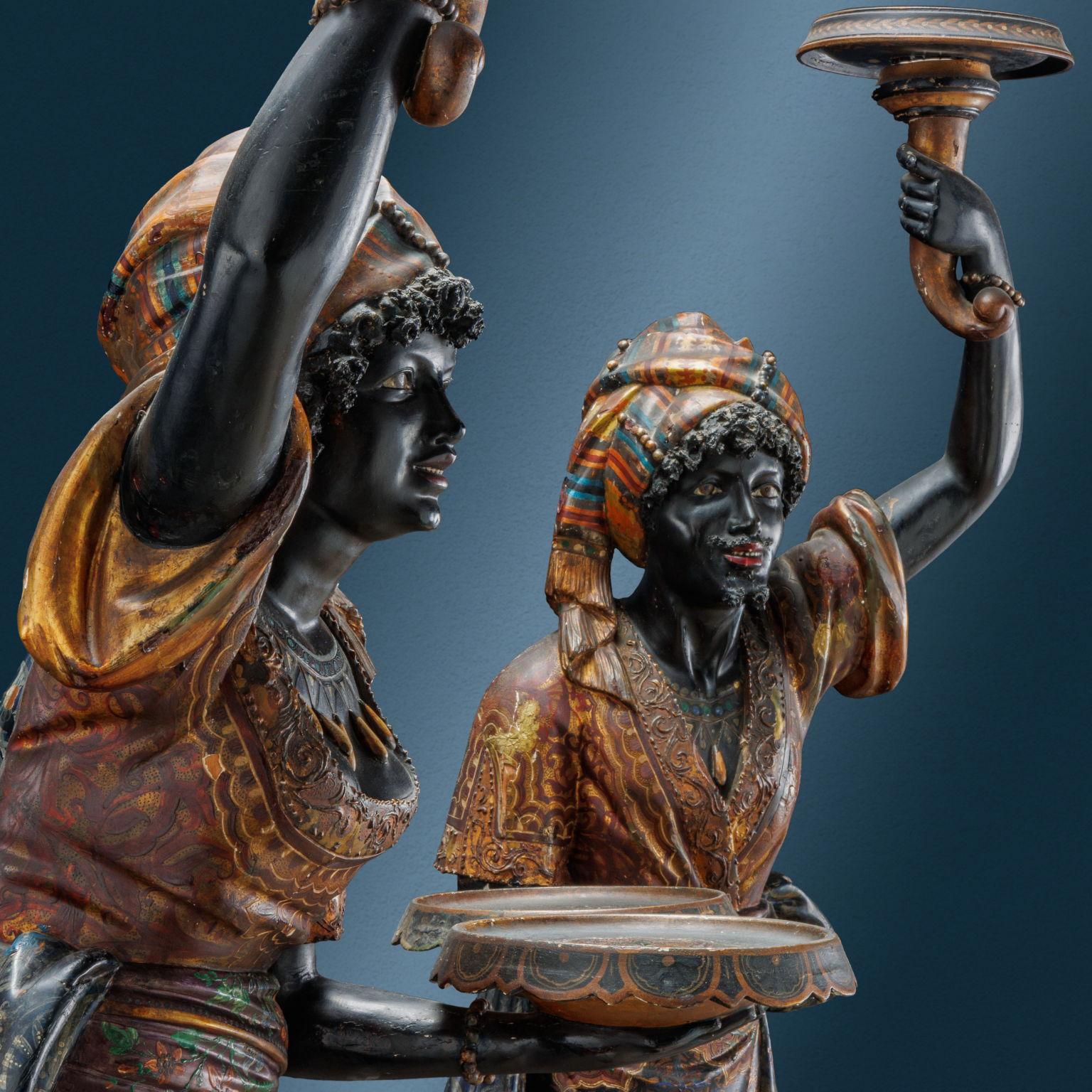 Italian Pair of Moors. Venice, Second half of the 19th century For Sale
