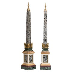 Pair of marble and malachite obelisks, 18th century