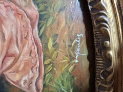 Pair of Period Canvas Oils on Canvas Eighteenth-Century Galant Scenes Signed