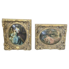 Pair of Period Canvas Oils on Canvas Eighteenth-Century Galant Scenes Signed