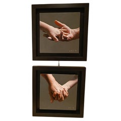 Pareja de óleos sobre lienzo " Las manos" Filippo Manfroni hiperrealismo Context Art Miami