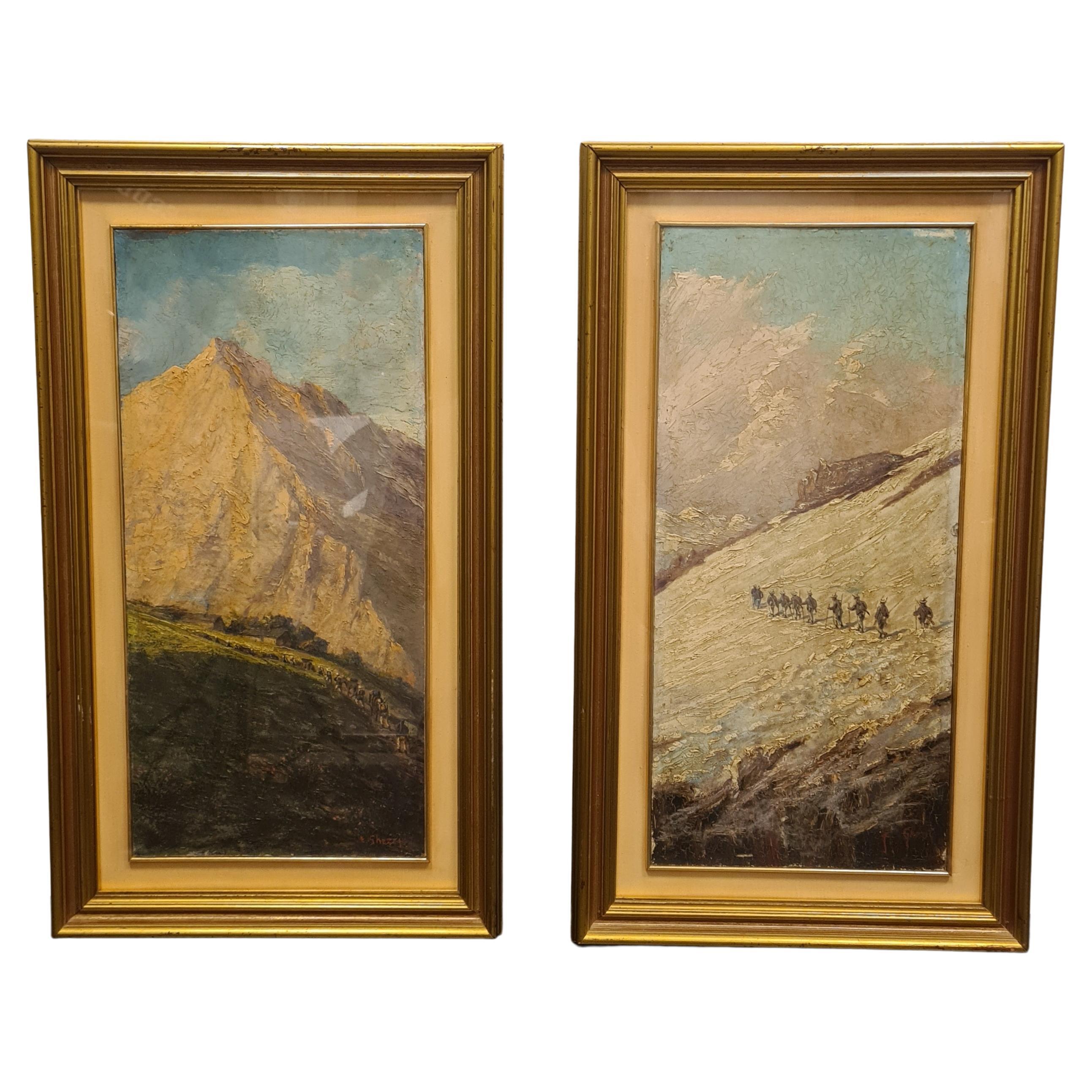 Pair of Mountain Landscapes from the 20th Century For Sale