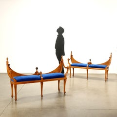 Pair of Biedermeier Style Benches Austria First Half 20th Century