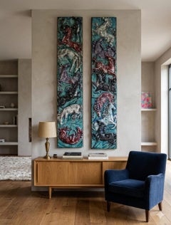 coppia di pannelli in ceramica di Otello Rosa per Ceramica San Polo Venezia 1950