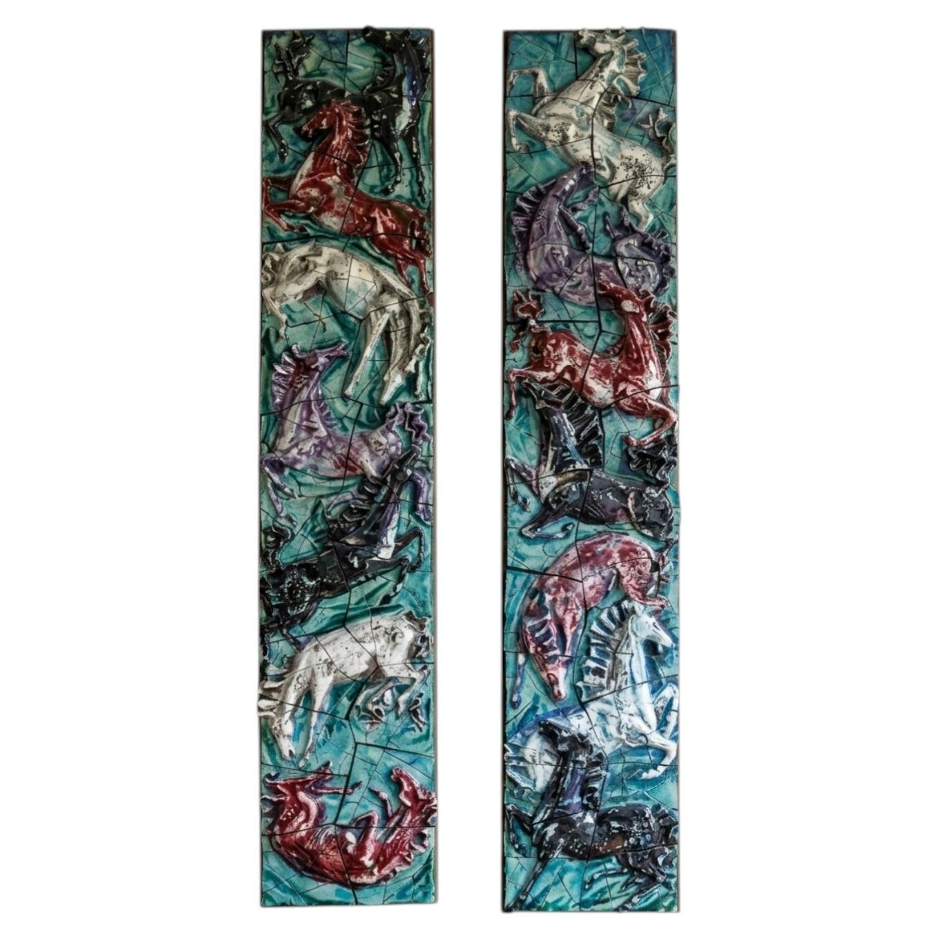 pair of ceramic panels by Otello Rosa for Ceramica San Polo Venice 1950s