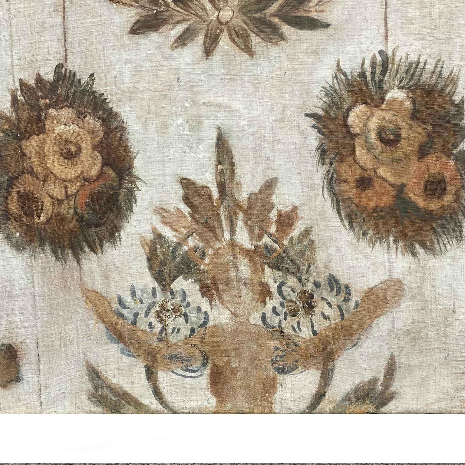 Coppia Di Pannelli Italiani Dipinti Con Grottesche Rinascimentali 1800 5