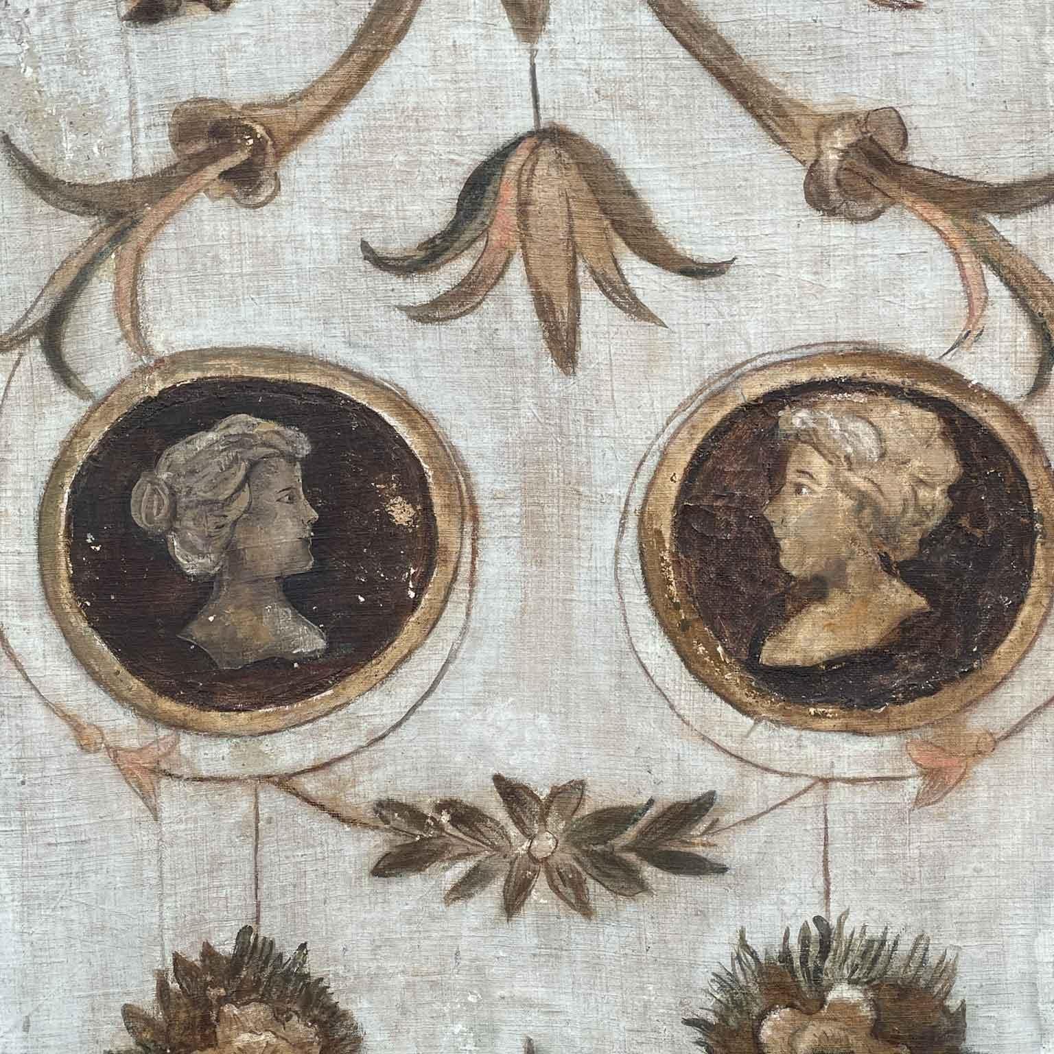 Hand-Painted Coppia Di Pannelli Italiani Dipinti Con Grottesche Rinascimentali 1800