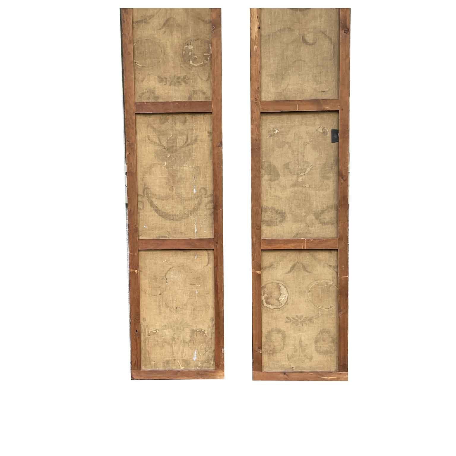 Canvas Coppia Di Pannelli Italiani Dipinti Con Grottesche Rinascimentali 1800