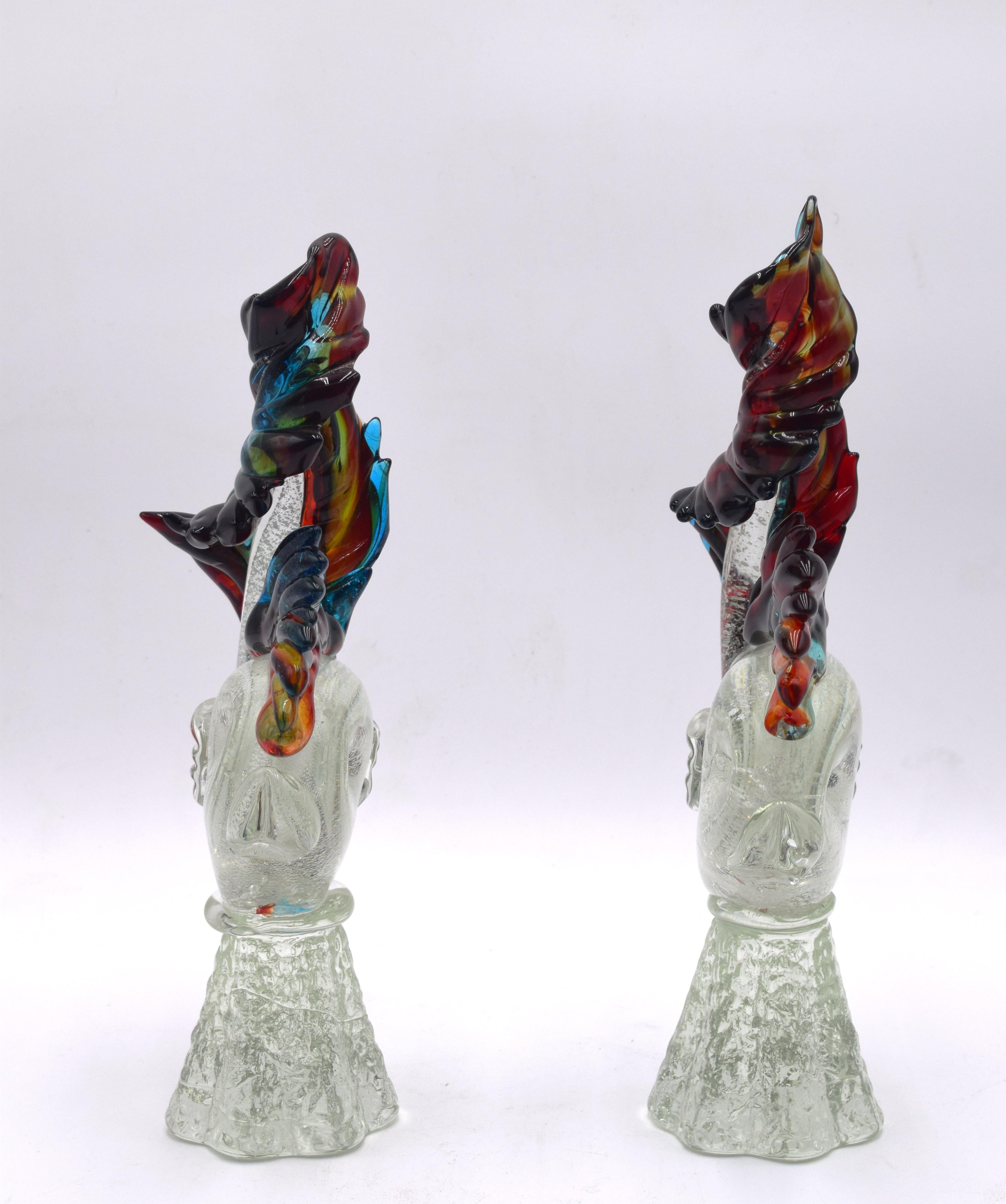 Pareja de peces en cristal de Murano, hacia 1970. Italian en venta