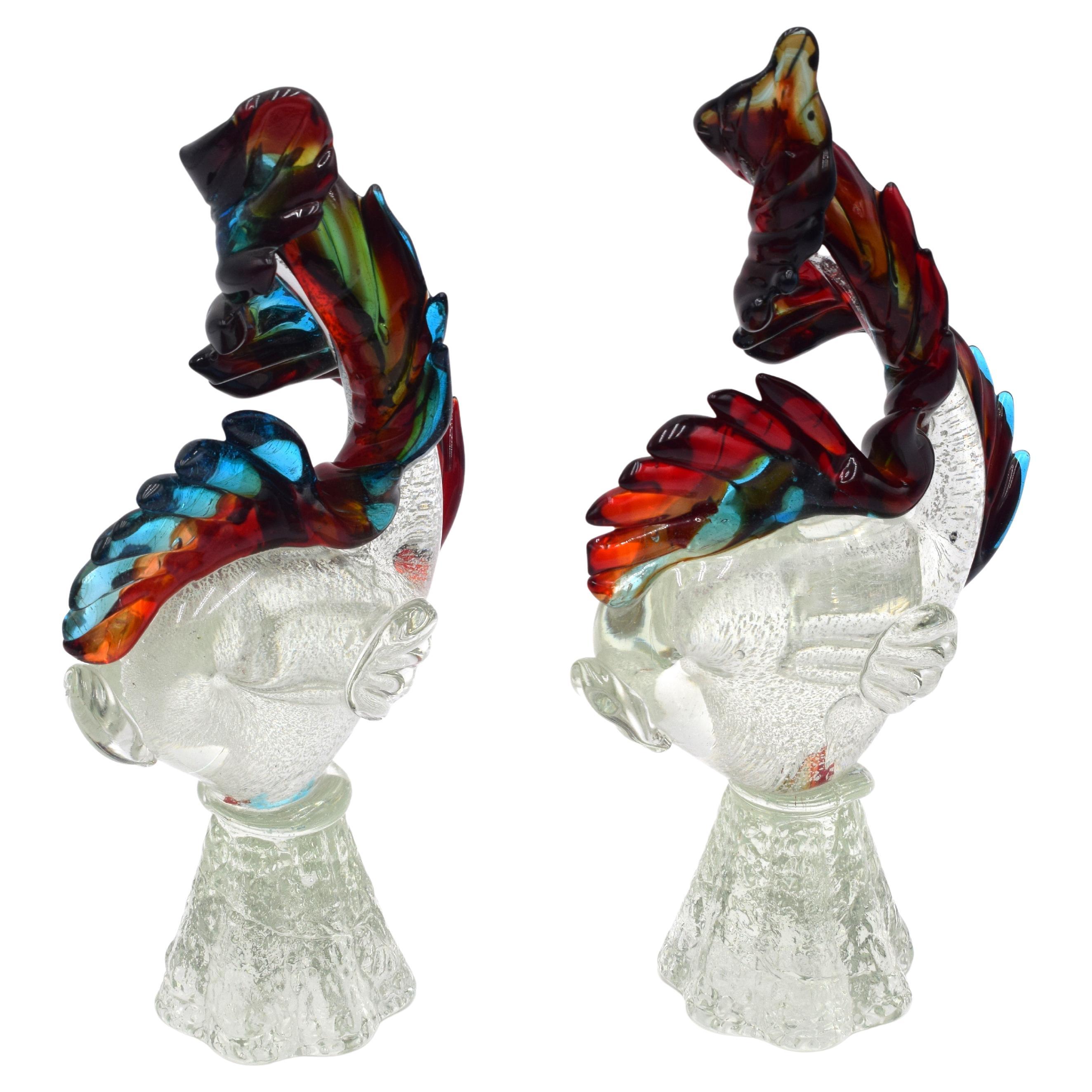 Pair of fish in Murano glass, circa 1970s.