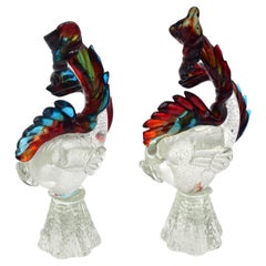 Pair of fish in Murano glass, circa 1970s.