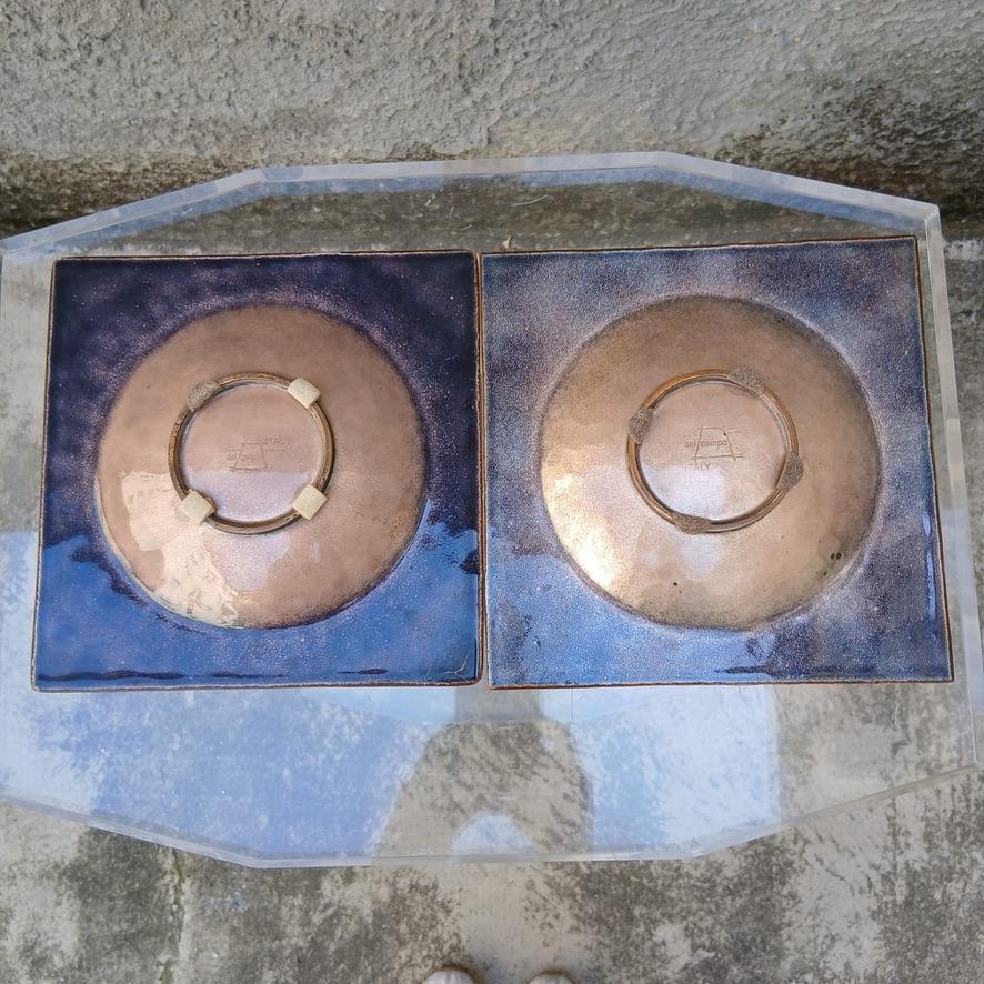 Mid-Century moderno Coppia di Piatti Smaltati - Studio del Campo Torino - Italia - Anni '60 in vendita