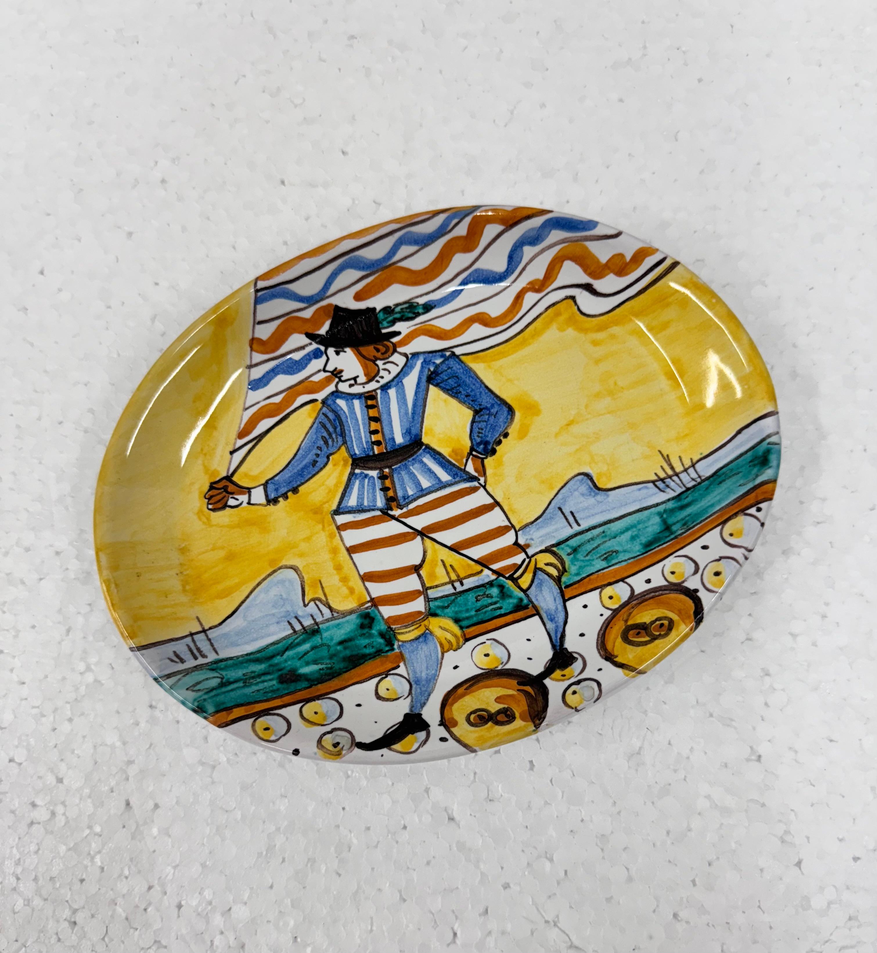 Hand-Painted Pair of ceramic saucers - ND Diolfi Montelupo